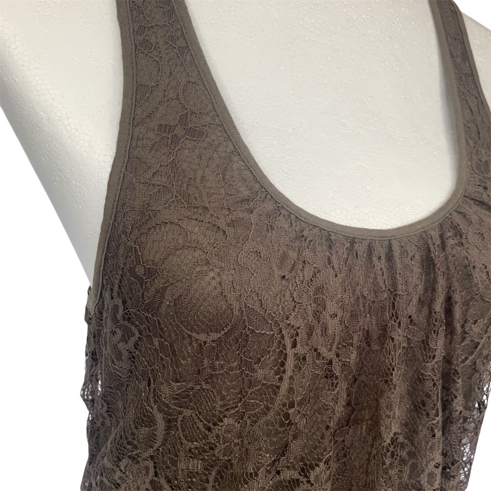 Express Camisole Lace New Year’s Eve Racer Back Tank Lined BlousonHem Y2K Taup S - Picture 5 of 12
